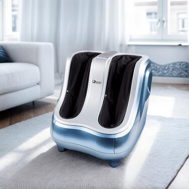 Електричний масажер для ніг GLOBAL RELAX VITALZEN SLIM з шиацу, розминанням і підігрівом, для поліпшення кровообігу та зняття болю, інтуїтивна панель керування, синій (Vitalzen Pro)