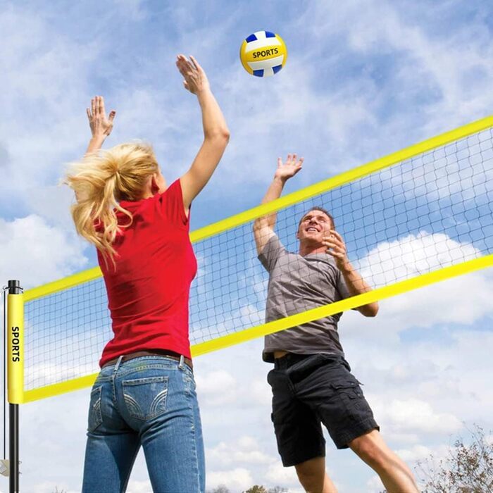 Волейбольний набір Yoving: професійний, 9,5м, регульована висота | Комплект з металевими стовпами, розміткою поля та волейбольним м'ячем | У комплекті сумка для пляжу, саду та клубного спорту