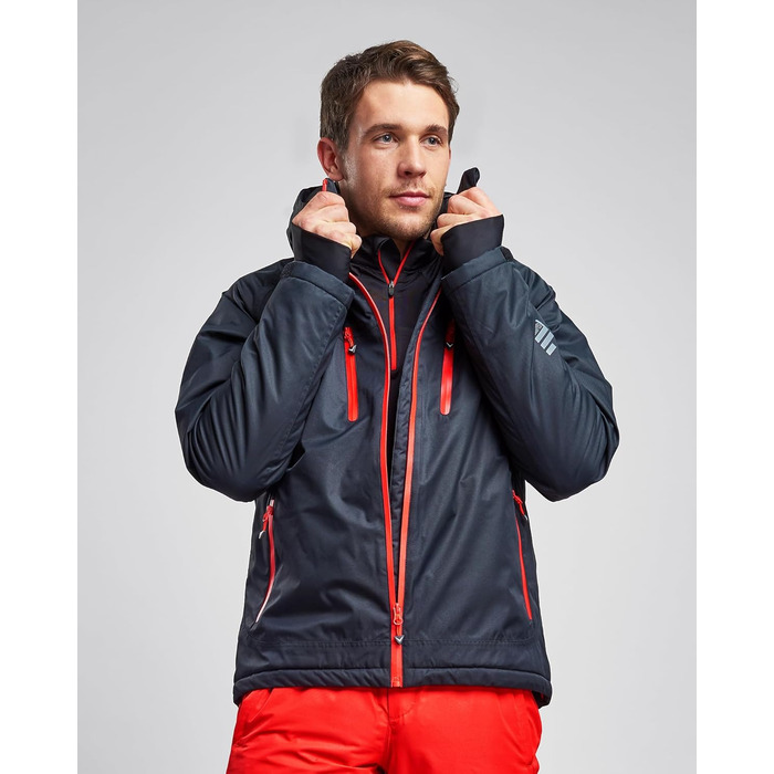 Чоловіча лижна куртка Black Crevice: чорний/червоний, водонепроникна, з капюшоном