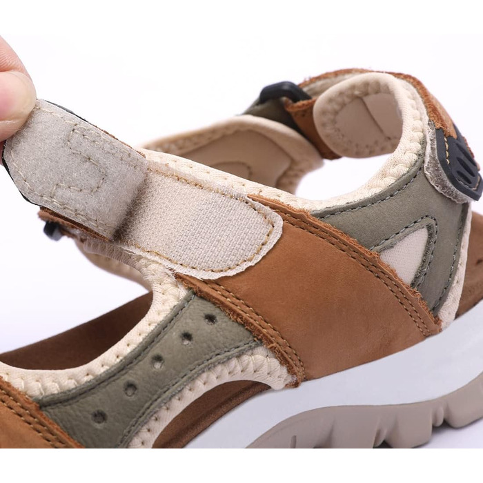 Жіночі літні спортивні сандалі Harssidanzar для туризму та активного відпочинку - шкіра, колір кавово-сірий, розмір 38 EU