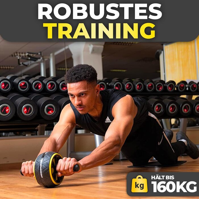 ROAD2GOAT® Тренажер для пресу - роликовий тренажер для дому, для чоловіків та жінок, чорний/золотий