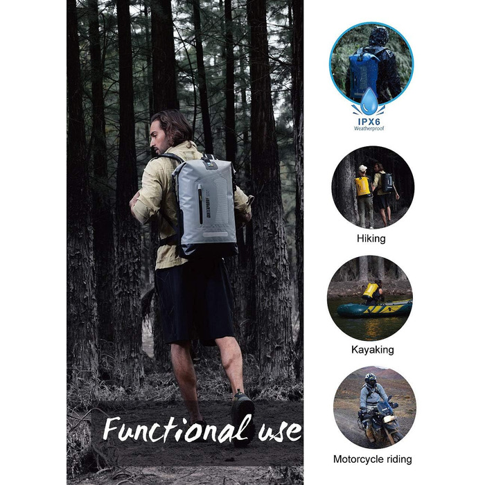 Водонепроникний рюкзак IDRYBAG Dry Bag 20L/30L/40L: для подорожей, каякінгу, сірого кольору