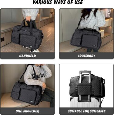 Спортивна сумка для подорожей з відділенням для взуття та вологих речей, водонепроникна сумка-вікенд для йоги, плавання та залу, унісекс (Чорна)