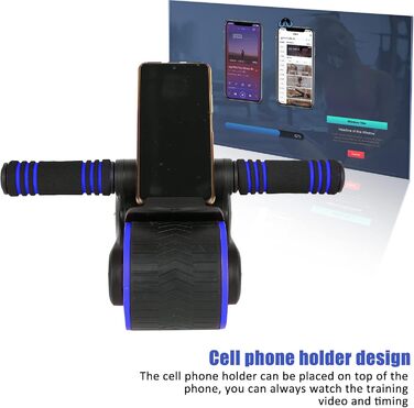 AB Wheel TWSOUL: тренажер для пресу з автоматичним відскоком та килимком, для зміцнення м'язів кора (Блакитний)