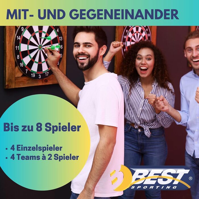 Електронна дартс-мішень Best Sporting Chester 2 з LCD-дисплеєм, 6 дротиками та змінними наконечниками, для 4 гравців, високоякісний автоматичний дартс