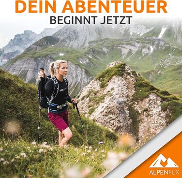 ALPENFUX® Преміум трекінгові палиці складані, легкі, регульовані, з корковою ручкою, для жінок і чоловіків, 115-135 см