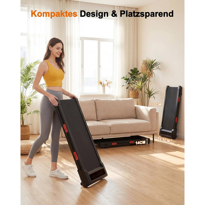 Бігова доріжка Lacuffy Walking Pad з нахилом для дому та офісу, керування через додаток, AI-тренування, підтримує до 136 кг, 90 см, чорна