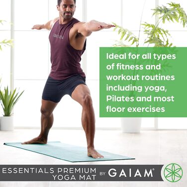 Йога-мат Gaiam Essentials з ременем, 183×61×0,6 см, високоякісний килимок для йоги