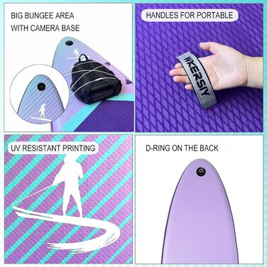 Надувний SUP Борд Allround 335см – Стабільний комплект Stand Up Paddle Board для початківців та професіоналів – Яскраве вейборд для йоги, риболовлі та відпочинку (Фіолетовий)