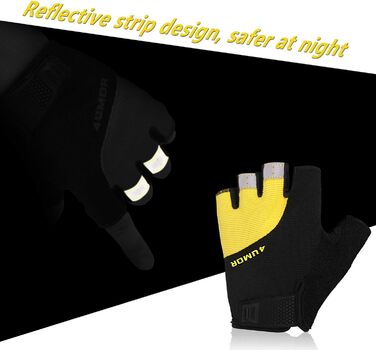 Велосипедні рукавички 4UMOR для чоловіків: напівпальцеві, антиковзаючі, амортизуючі. Підходять для шосе, MTB, гірського велосипеда та катання. Яскраві кольори для безпеки.