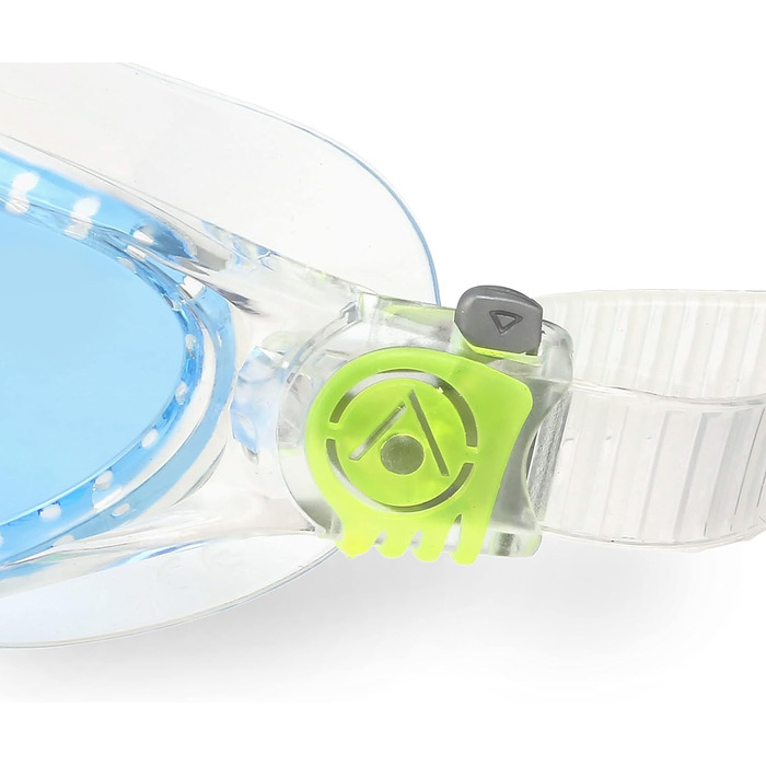 Дитячі плавальні окуляри AQUASPHERE Vista JR з UV-захистом, силіконовим ущільненням, протитуманним та герметичним склом, прозоро-салатові з синіми лінзами для хлопчиків і дівчат від 6 років