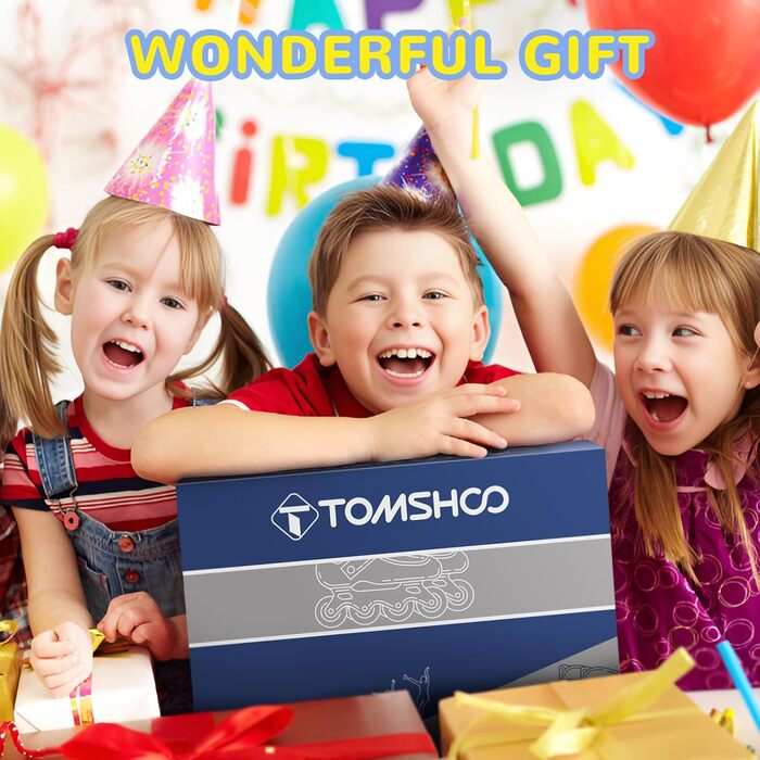 Роликові ковзани TOMSHOO Inliner з регулюванням розміру, LED-колесами, для дітей та дорослих (синій, L (37-39 EU))