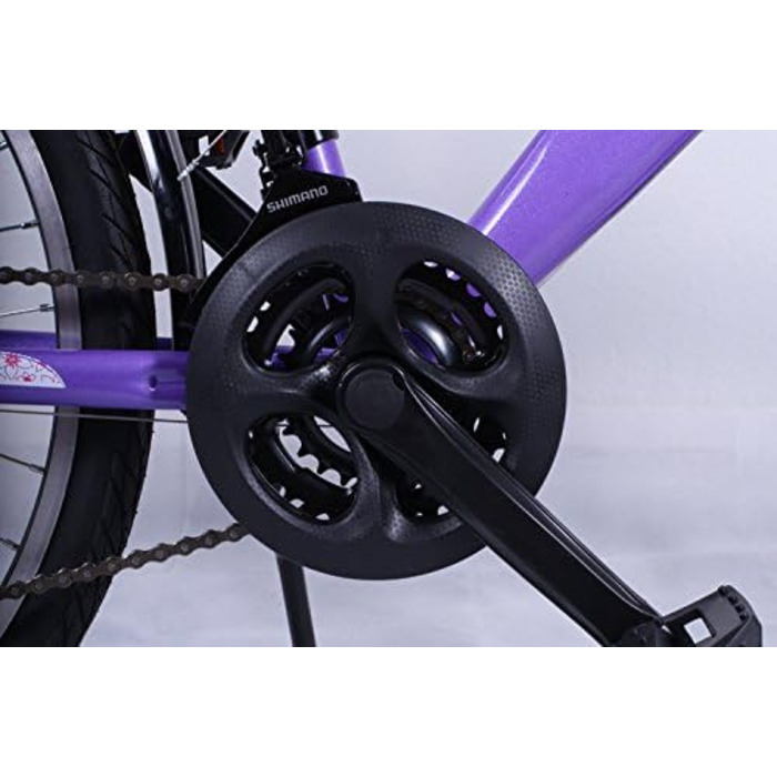 Дитячий велосипед Talson 24 дюйми, 21-швидкість Shimano, з підсвіткою, фіолетово-білий