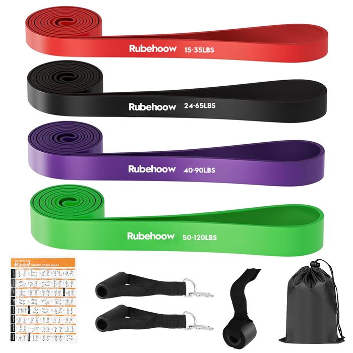 Набір еластичних стрічок RUBEHOOW для фітнесу та йоги (15-120 lbs)