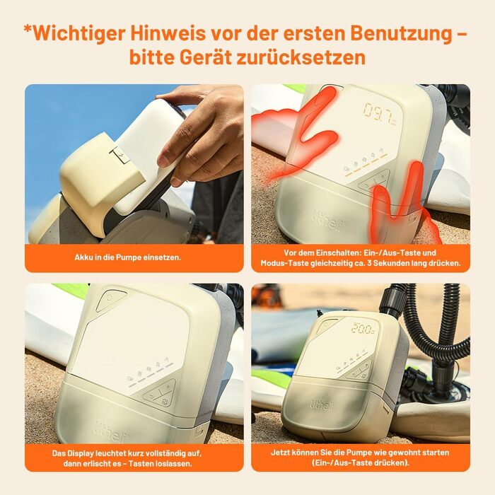 Електричний насос для SUP Litheli з акумулятором 12500mAh, 20PSI, автоматичне надування/здування, для надувних дощок