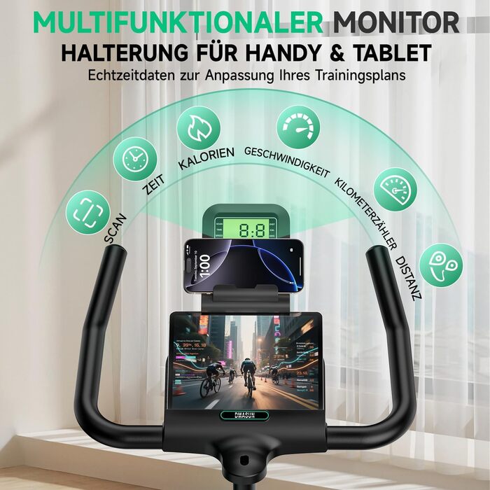DMASUN Hometrainer: Безшумний велотренажер з регулюванням опору, LCD-дисплеєм та зручним сидінням (до 160 кг)