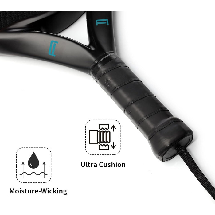 Плече для падел-тенісу IANONI, карбонова поверхня, ядро з піни Eva Memory Flex, колір блакитний