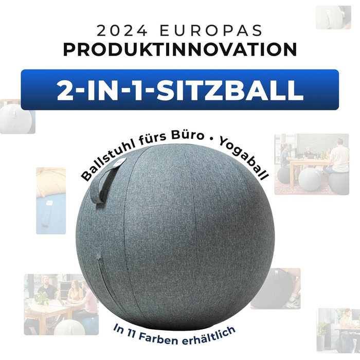Фітбол для офісу та дому Ergonomisch - Ергономічне крісло-фітбол, 65 см, сірий