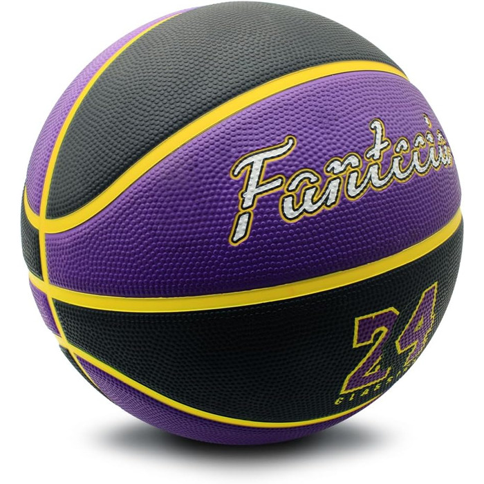 Баскетбольний м'яч Fantecia 7 розміру з насосом - преміум м'яч Street Rubber для гри та тренувань у залі та на вулиці, фіолетовий