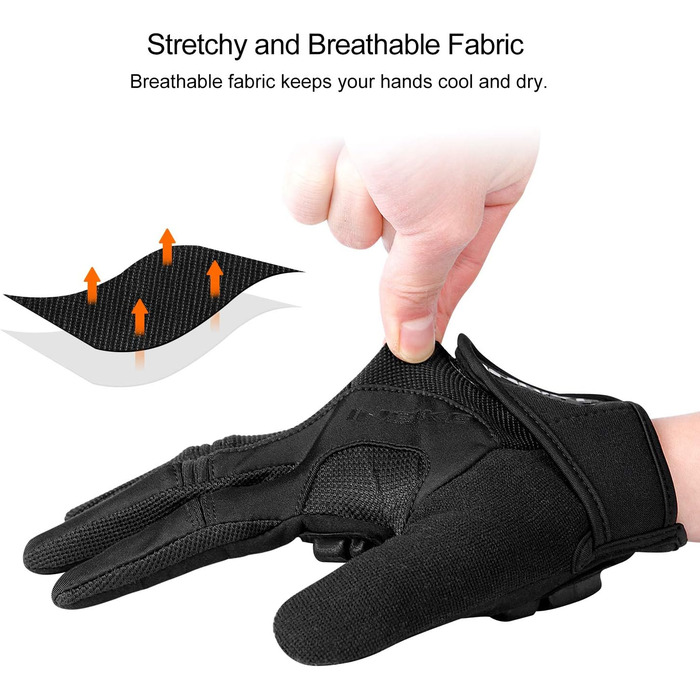 Велосипедні рукавички Inbike для чоловіків, повний палець, гелеві подушечки, для гірського велосипеда, чорні, розмір XL