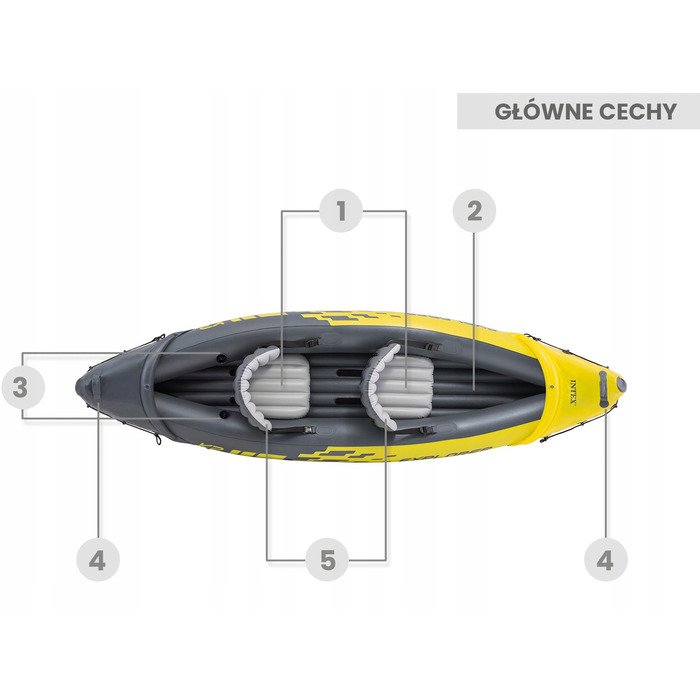 Надувний двомісний каяк Intex Explorer з веслами та насосом