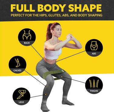 Еластичні гумки для фітнесу - гумки для сідниць Booty Bands для жінок та чоловіків - набір еластичних гумок для вправ - гумки для ніг та сідниць, Military Green