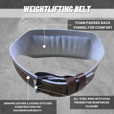 Пояс для важкої атлетики REWON - Powerlifting, фітнес, бодібілдинг, важка атлетика, станова тяга, Crossfit - коричневий, розмір M