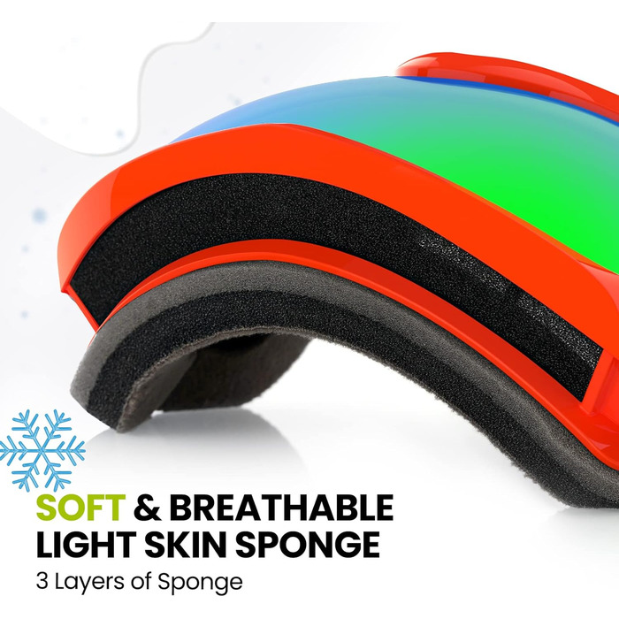 Дитяча лижна маска OutdoorMaster з UV-захистом, сумісна з шоломом, для хлопчиків і дівчаток, VLT 18%