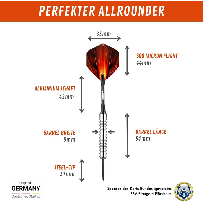 Набір дротиків сталеві Brass 23g з аксесуарами (червоні) - 3 шт.