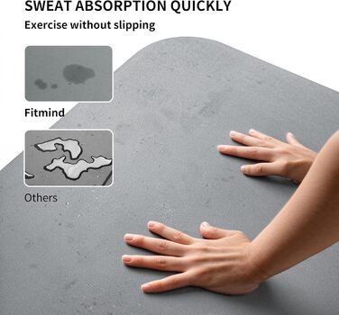 Килимок для йоги FITMIND з PU, антиковзкий ULTRA GRIP, 183x68 см, 4,7 мм, швидковисихаючий, для пілатесу та йоги, темно-сірий