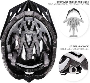 Велошолом meteor® GRUVER для дорослих і дітей, MTB, BMX, скейтборд, самокат, розмір L (58-61 см), білий/чорний/синій