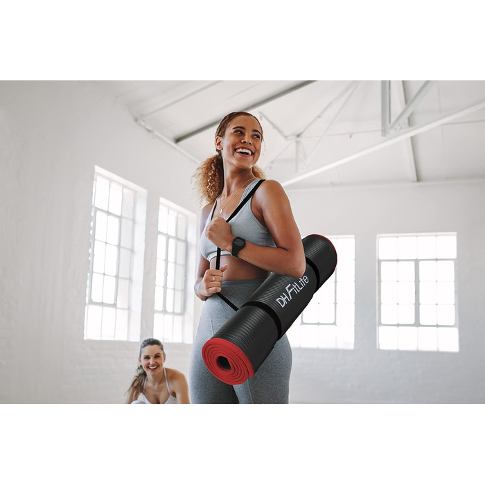 DH FitLife Килимок для фітнесу 183x61x1 см, нековзний, для йоги та тренувань, чорний, підвищена міцність