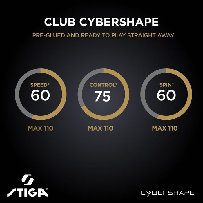 Стіга Клуб Сайбершейп - пінг-понгова ракетка для початківців, 5-шарове дерево, накладка Star Club, велика зона удару, найкраще технічне навчання з самого початку