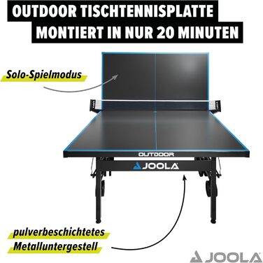 JOOLA Стіл для настільного тенісу Outdoor, професійний, алюмінієва поверхня 6 мм, складний, всепогодний, з сіткою