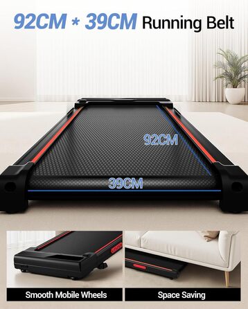 UMAY Walking Pad - біговий килимок для дому з регулюванням нахилу 15% та безшумним мотором, підтримує вагу до 136 кг