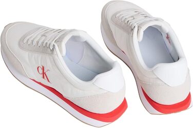 Чоловічі кросівки Calvin Klein Runner Retro Mix з логотипом, бежеві (Beige Marshmallow White Orange), розмір 41 EU