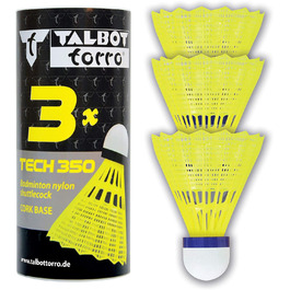Badmintonbälle Talbot-Torro Tech 350 - 3 або 6 шт. в упаковці, різні кольори/швидкість, нейлонові, для гри в приміщенні та на вулиці