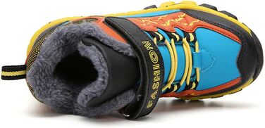 Дитячі зимові черевики Meidiastra для ходьби та трекінгу: теплі, водонепроникні, з неслизькою підошвою та застібкою-липучкою (30-40 EU), зелені та помаранчеві кольори