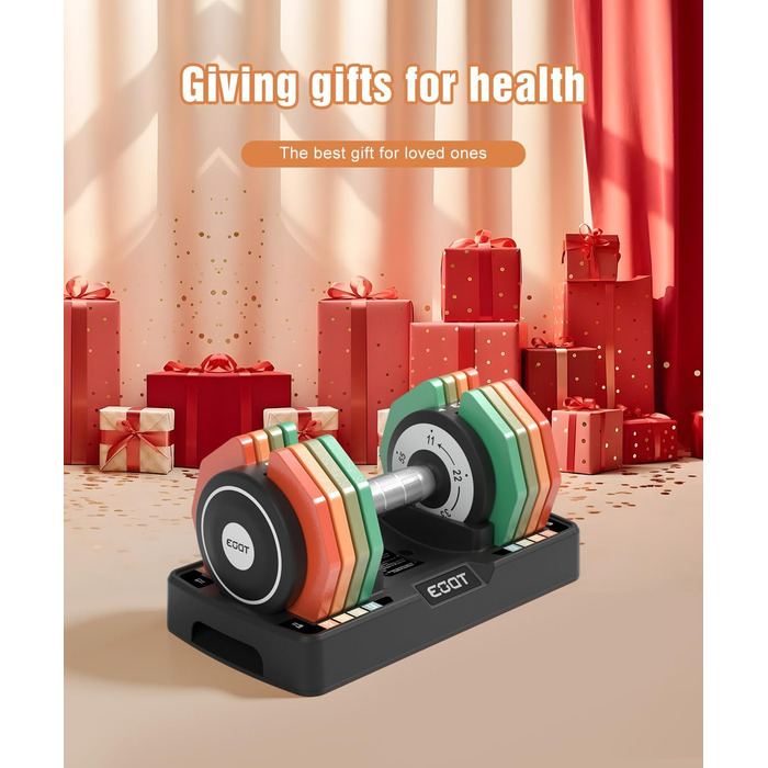 Регульовані гантелі, набір 2 шт., 5.7-25 кг, 5-в-1, гантелі з нековзким грифом та різнокольоровими дисками для дому, спортзалу, вантажний набір (25 кг, окремо)