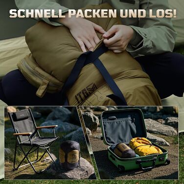 Тактичний спальний мішок 4 сезони 1TG Ranger Green/Coyote Brown, для дорослих, компактний та теплий, для кемпінгу, трекінгу, подорожей (до 185 см)