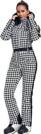 Жіночий гірськолижний костюм-комбінезон HOTIAN. Водонепроникний, вітронепроникний, теплий зимовий костюм для сноуборду та лиж. Білий/Чорний.