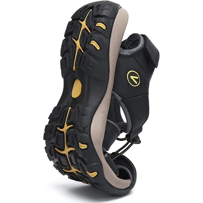 Чоловічі сандалі FLARUT для туризму, піших прогулянок та пляжу. Шкіряні трекінгові сандалі, спортивні літні кросівки 43 EU, чорні