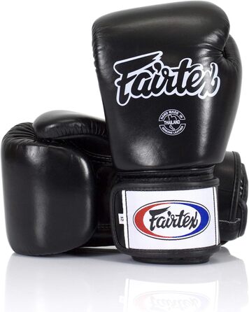 Боксерські рукавички Fairtex з натуральної шкіри, чорні, 16 унцій, щільна посадка