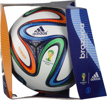 Офіційний футбольний м'яч adidas Brazuca, розмір 5, білий/синій/кольоровий