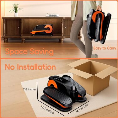 Morelax Mini Ellipsentrainer: компактний електричний тренажер для дому з пульт дистанційного керування, дисплеєм та неслизьким покриттям. Чорний колір