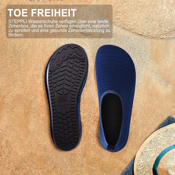 Водні черевики для плавання та відпочинку на пляжі - чоловічі та жіночі (43 EU, сині смужки)
