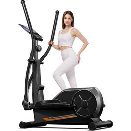 Крос-тренажер CURSOR для дому з 16 рівнями опору, ультратихий магнітний еліпс, довжина кроку 40 см, датчики пульсу, LCD-дисплей, вантажопідйомність 159 кг, помаранчевий