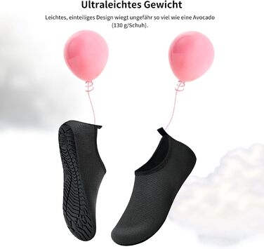 Шкарпетки для плавання WateLves: аквашузи для дорослих, дітей, унісекс. Швидко сохнуть, для пляжу, серфінгу, басейну. Розмір 46/47 EU, чорний Xbl