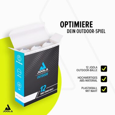 М'ячі для настільного тенісу JOOLA Outdoor - 40+ мм, вологостійкі, міцні, для гри на відкритому повітрі (упаковка 6 або 12 шт.), білі