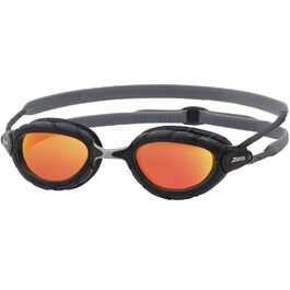 Окуляри для плавання Zoggs Predator Ultra-Fit: захист від UV, регульовані ремінці, антифог, дзеркальні лінзи (Сірий/Чорний/Помаранчевий)